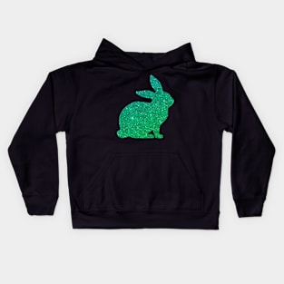 Green Ombre Faux Glitter Easter Bunny Kids Hoodie